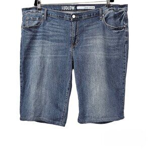 DKNY Ludlow Denim High Waist Blue Bermuda Jean Shorts